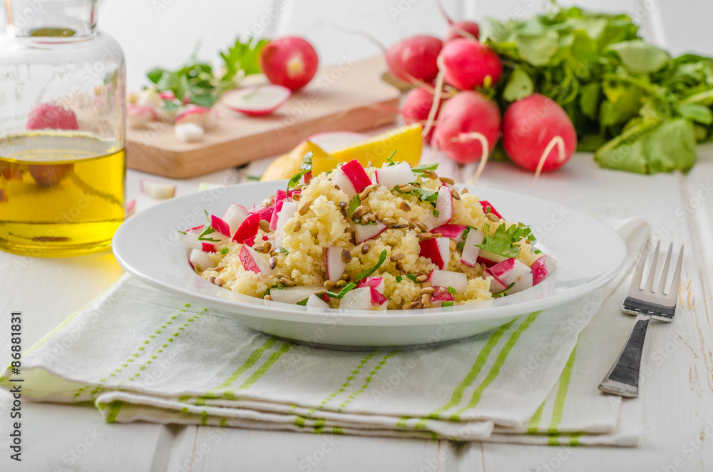 Couscous with radishes and herbs