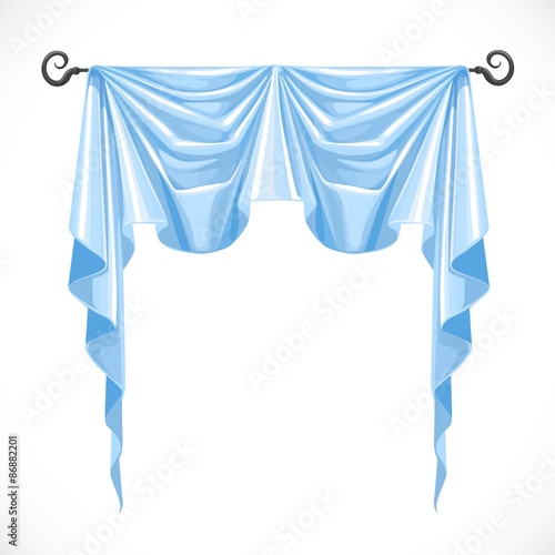 Pink curtains on the black ledge forged isolated on a white background