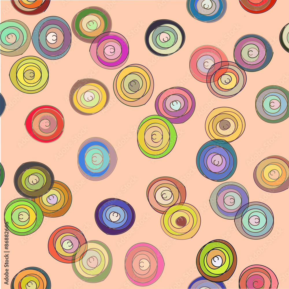 multicolored balls on pink background. Seamless pattern
