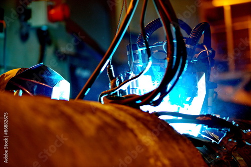 Welding of the pipeline. photo