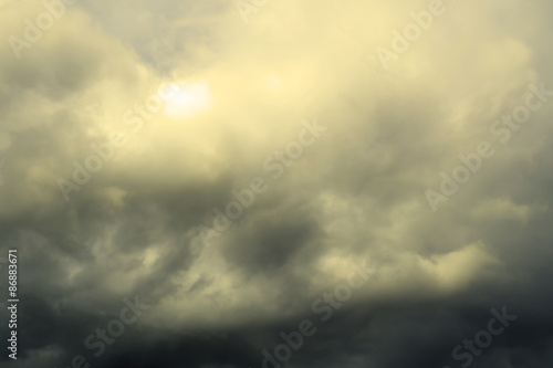 Clouds on the blue sky before the storm warm filtered