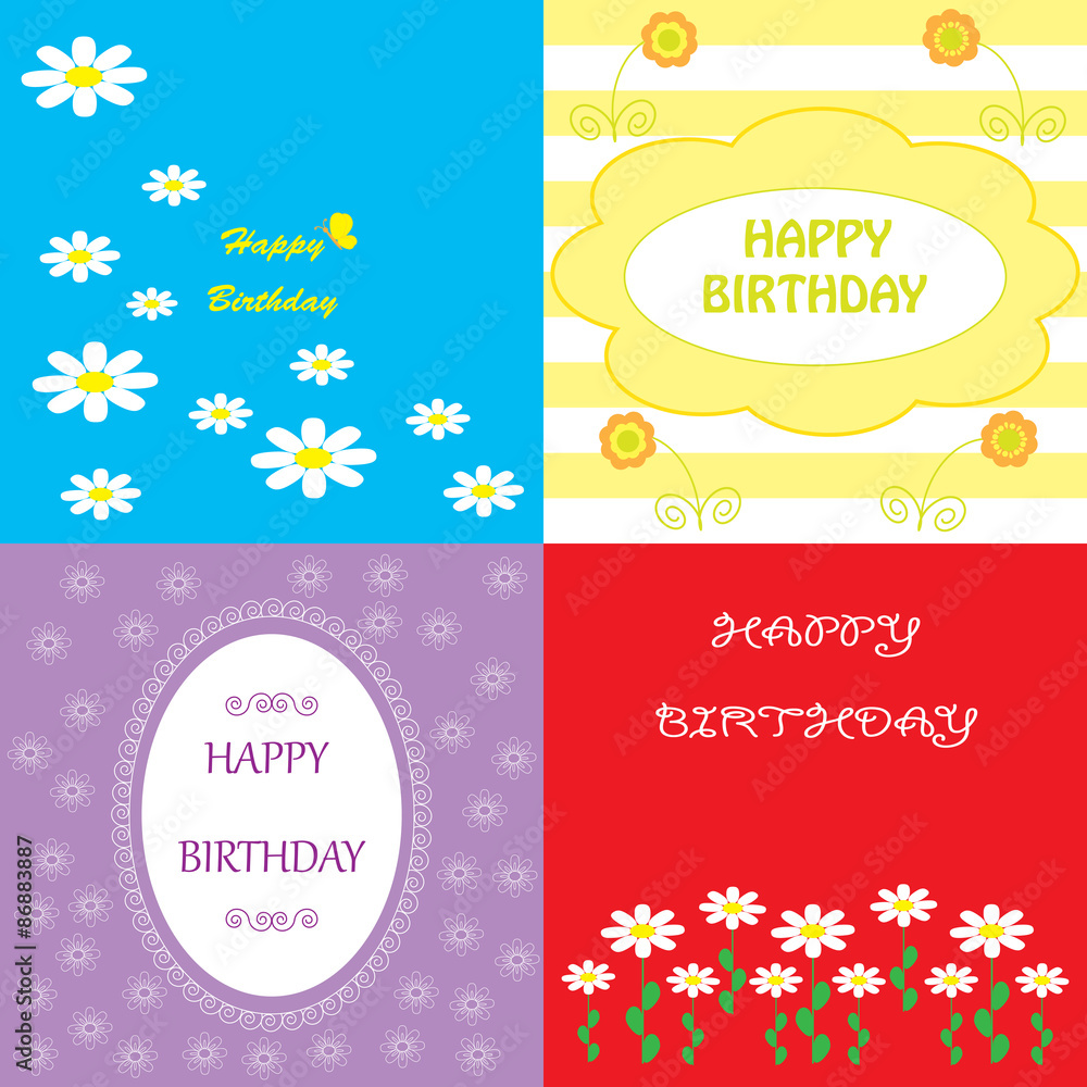 Obraz premium set colorful greeting happy birthday