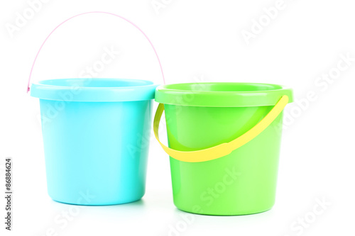 Plastic buckets isolated on white © 5second