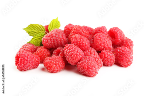 Red raspberry isolated on a white