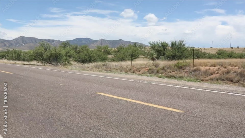 Deserted Country Road, Passing White Truck, Desert, Mountain, Southwest Arizona