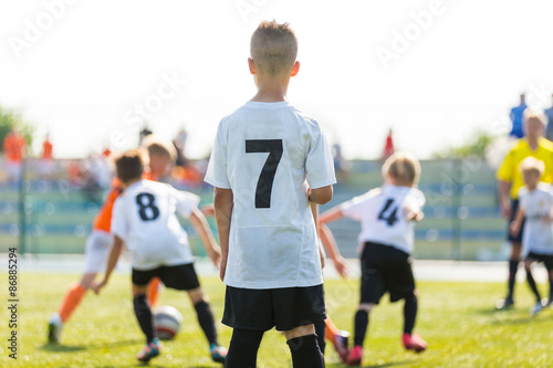 boys play football soccer match. Football soccer match game competition © matimix