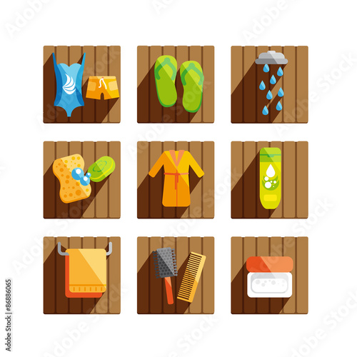 Wellness vector flat icons set.