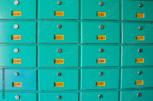 Postal box with numbers and locks