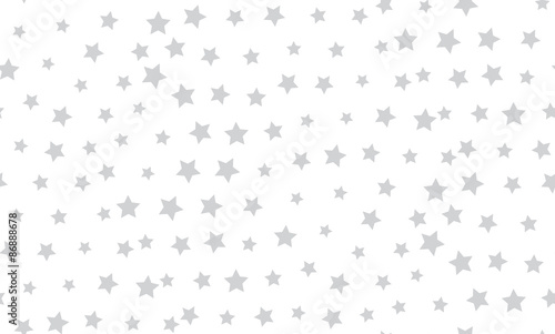 Vector seamless background of gray stars of different sizes on a white background.