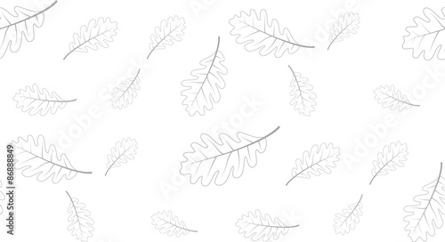 Vector seamless texture of color oak leaves on a white background. Seamless background from the leaves of the tree.