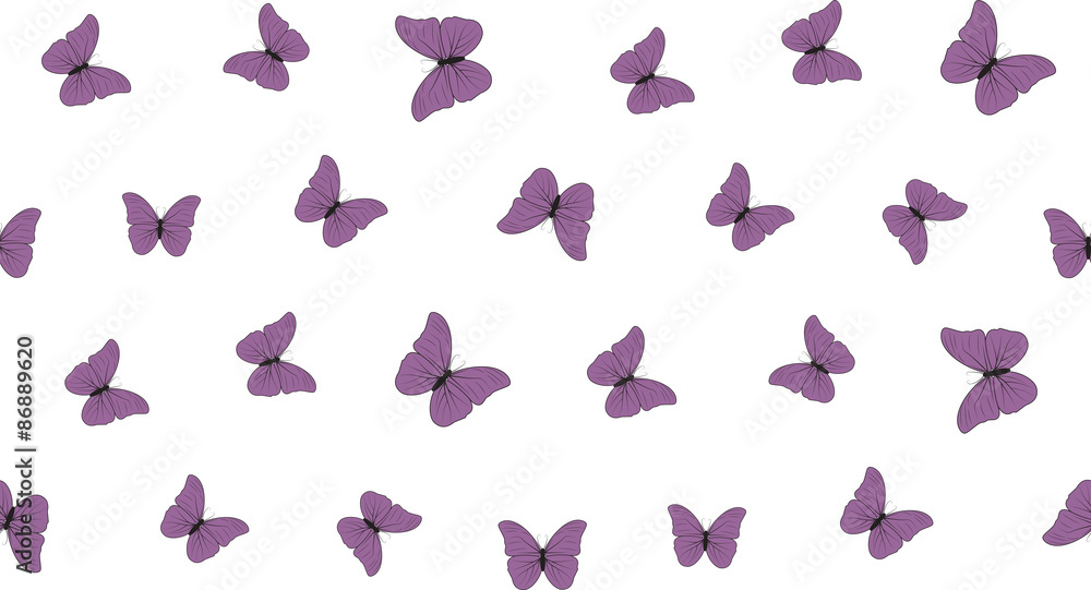 Vector seamless background of butterflies on a white background. Colored butterflies of different sizes. Vector seamless background of butterflies on a white background. Colored butterflies of different sizes.