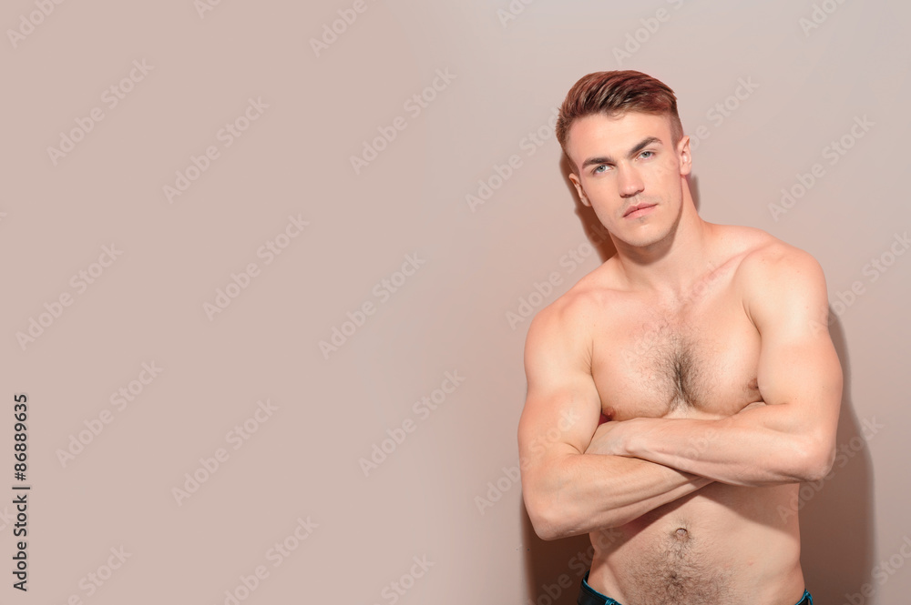 Portrait of handsome topless man 