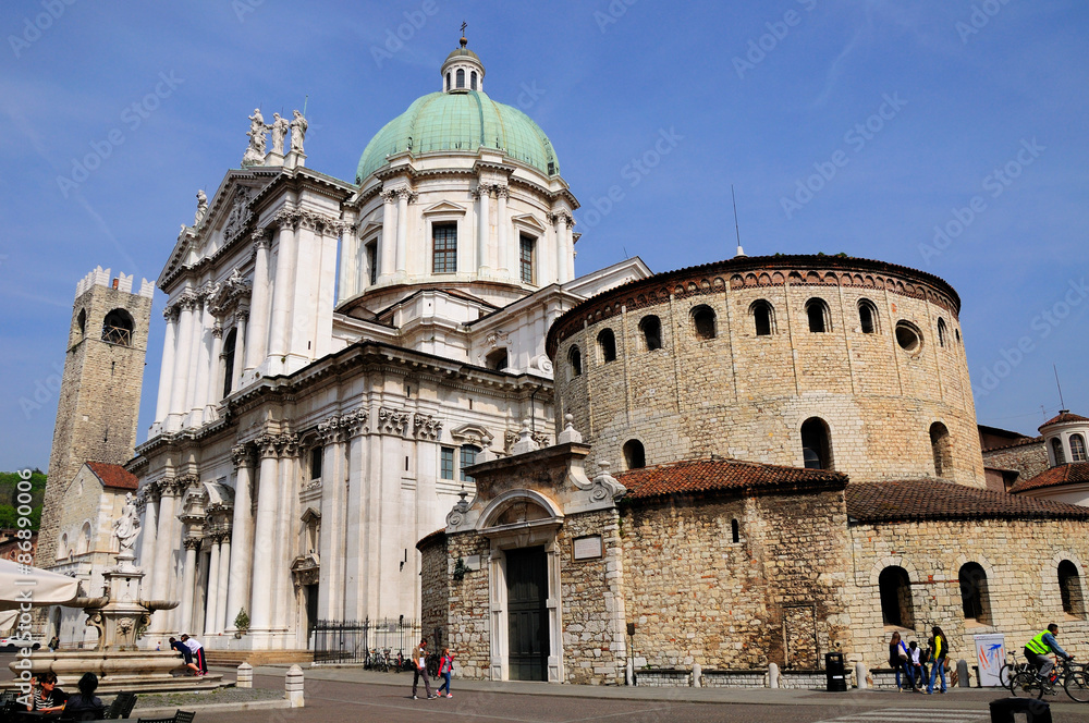 New and Old Cathedrals of Brescia city. Italy.