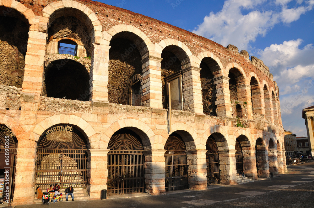 Amphitheater (arena) at the town square of Verona town . Italy. 