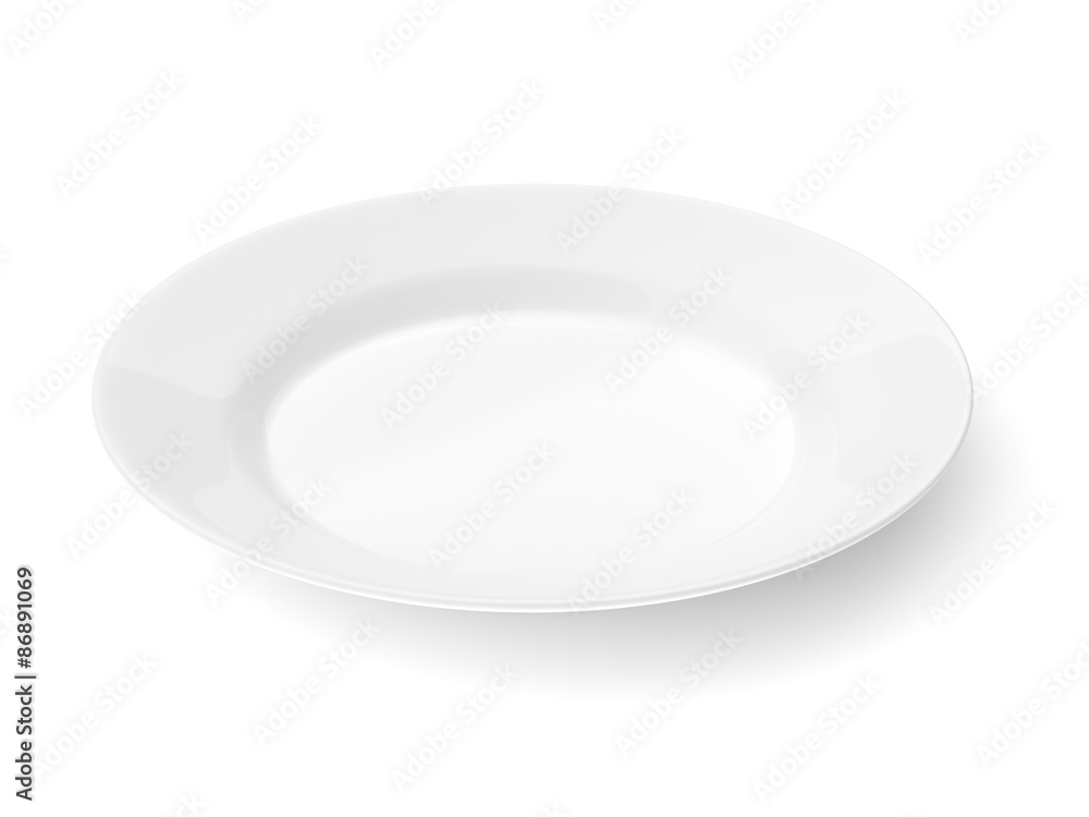Empty ceramic round plate isolated on white Empty ceramic round plate isolated on white