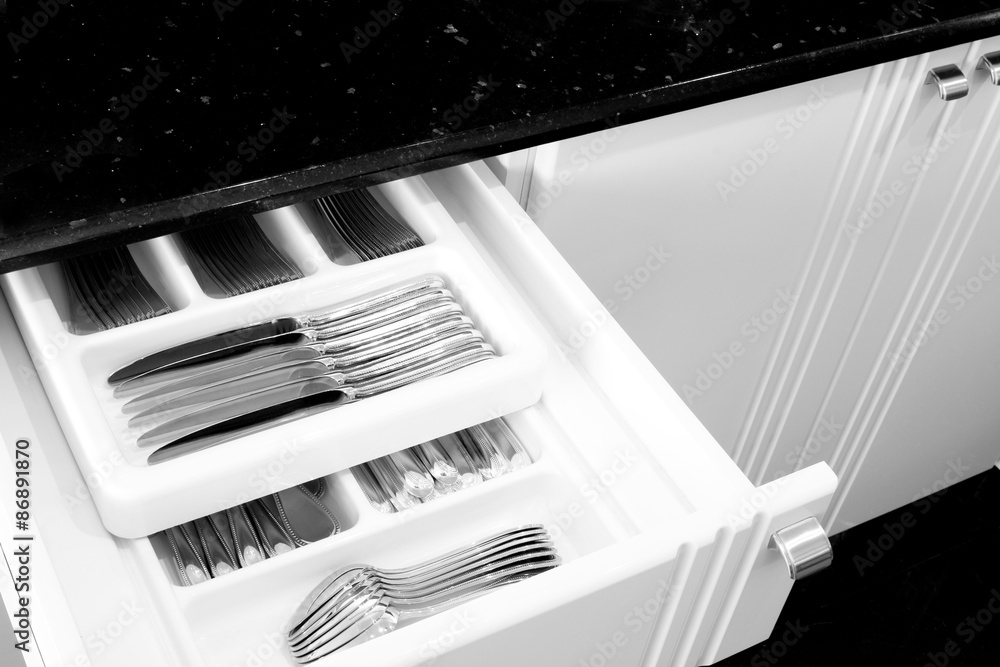 Silverware in kitchen drawer Silverware in kitchen drawer