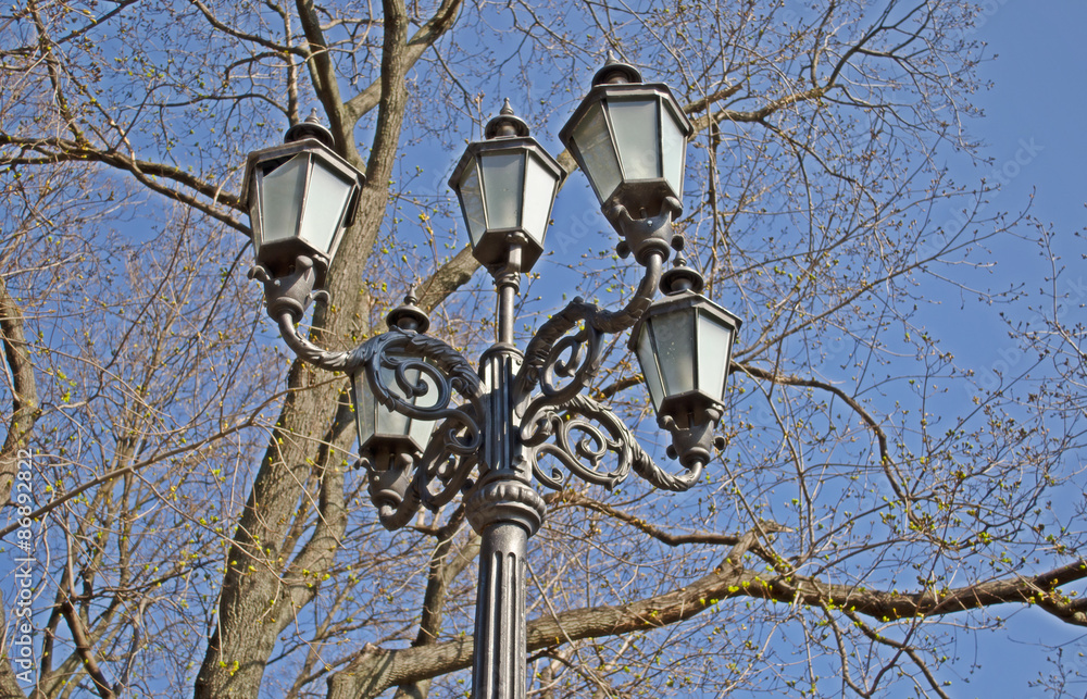 Classic Metal city lights in the center of city Classic Metal city lights in the center of city