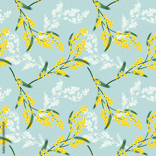 Seamless pattern with mimosa