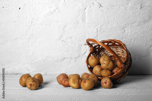 Scatter basket with potatoes photo