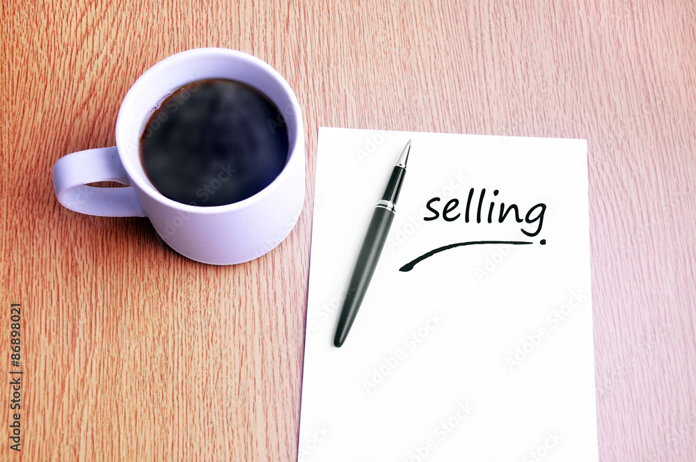 Coffee, pen and notes write selling Coffee, pen and notes write selling