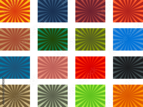 Colorful vector sunburst background pack