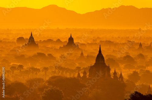 The Ancient Temples of Bagan(Pagan) at dawn, Mandalay, Myanmar