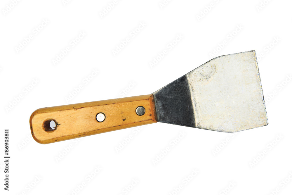 Palette-knife isolated on a white background, Used trowel tool in industry or dirty job, Hand tools. Palette-knife isolated on a white background, Used trowel tool in industry or dirty job, Hand tools.