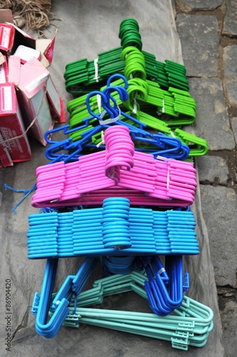 Hangers for clothes on the market of La Paz.
