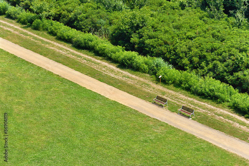 Pathway in the park, plan view