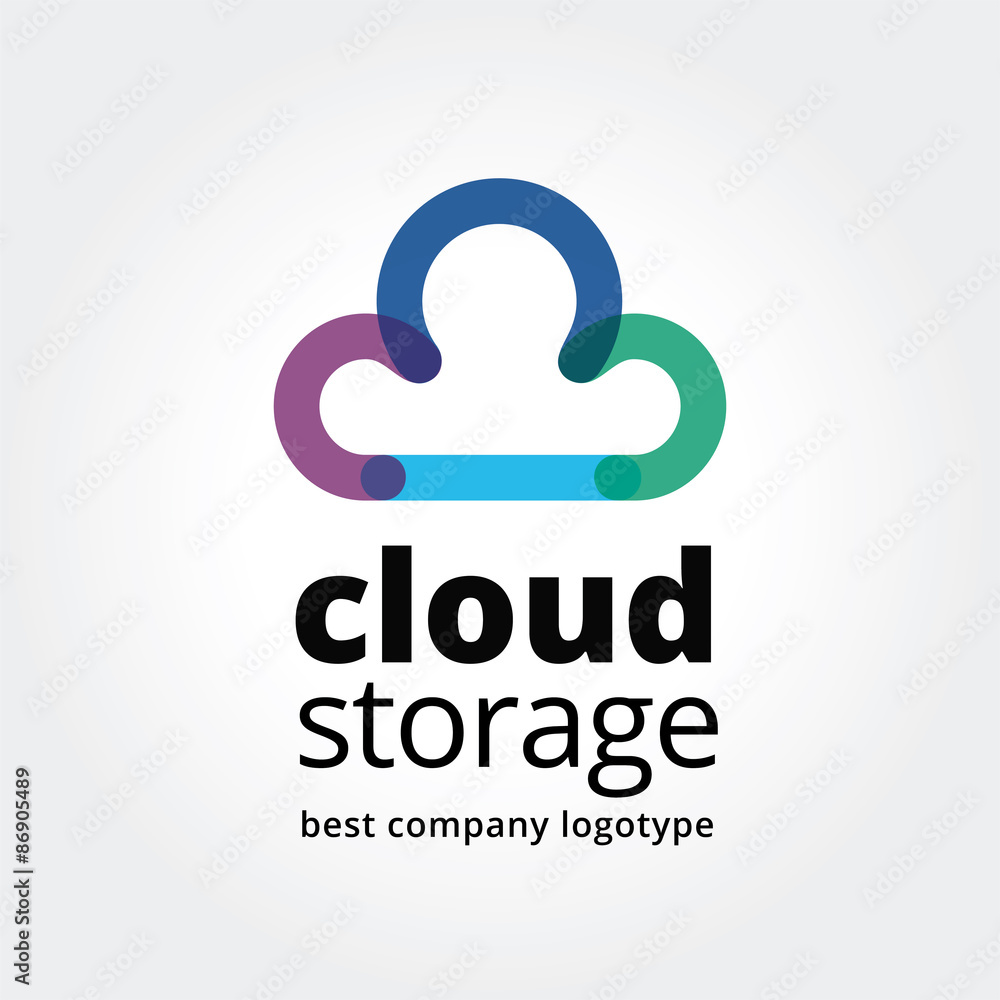 Abstract cloud storage logotype concept isolated on white. Key