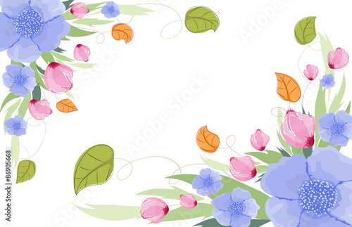 Purple roses, pink petals watercolor