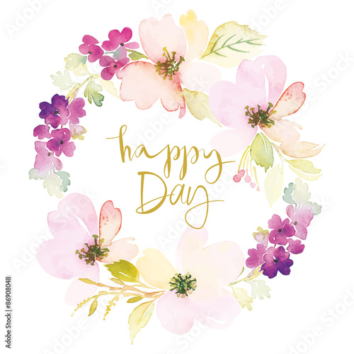 Watercolor greeting card flowers.