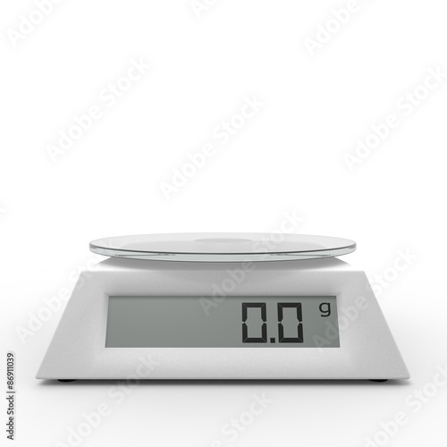 Kitchen scales on a white background photo