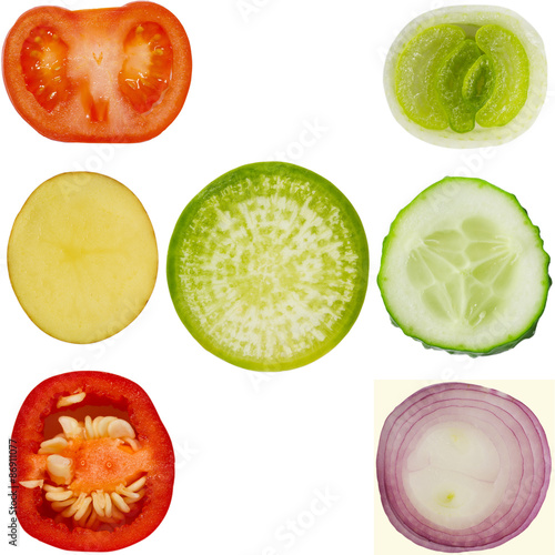 Collection of vegetables on isolated background