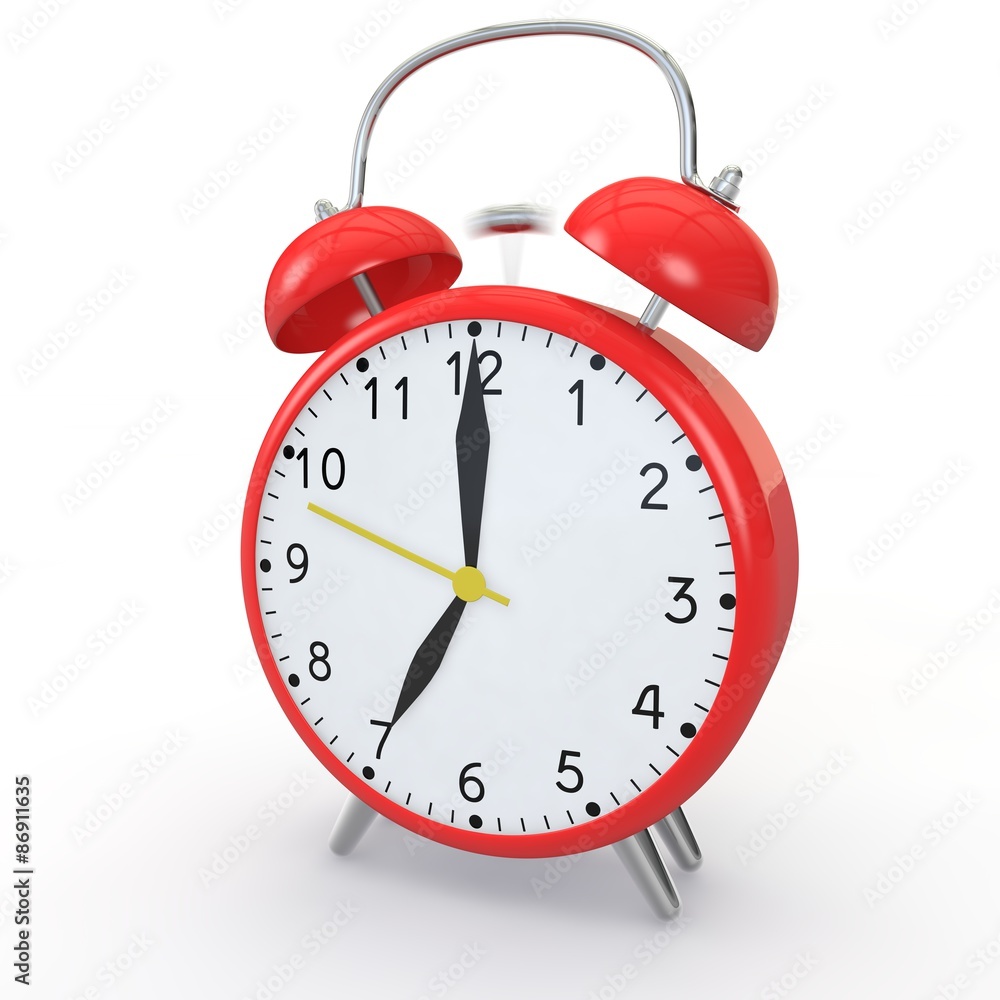 Red alarm clock on an isolated background Red alarm clock on an isolated background