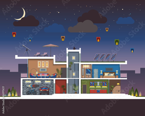 Modern house night