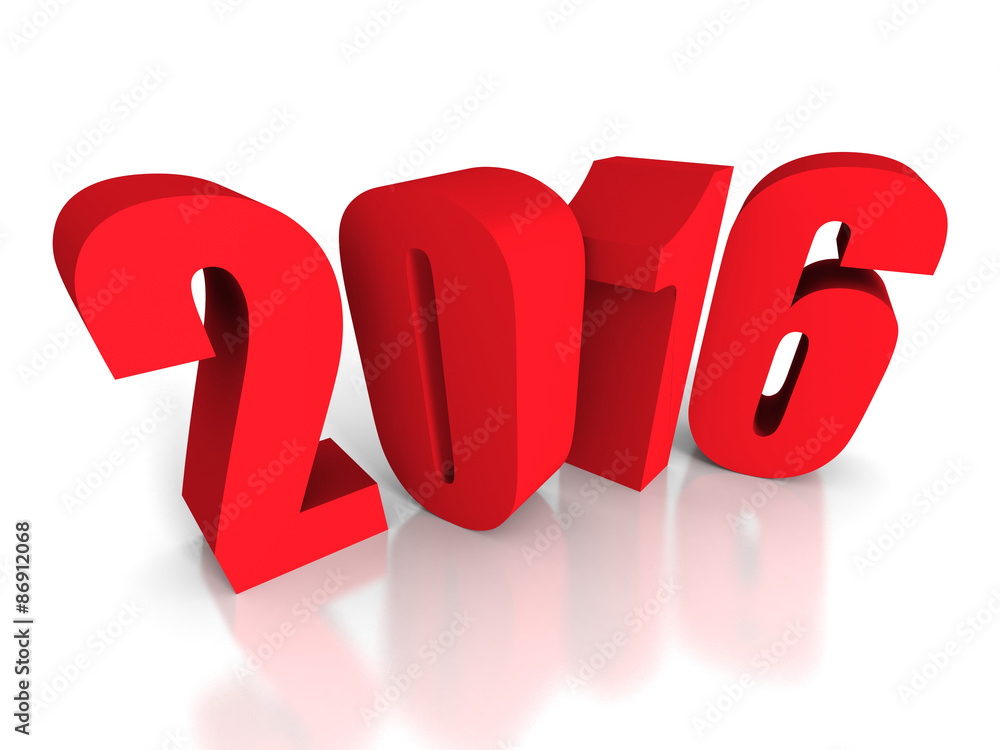 Red 2016 New Year Sign On White Background Red 2016 New Year Sign On White Background