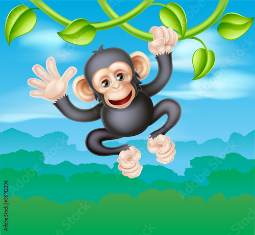 Swinging Cartoon Chimp