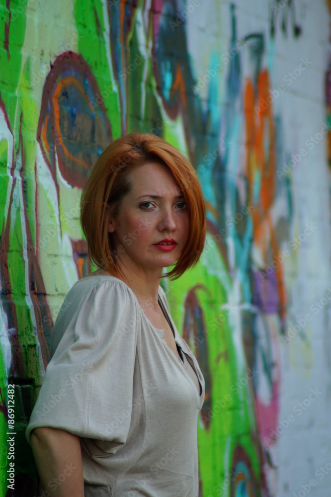 Fototapeta premium Frau Grafitti