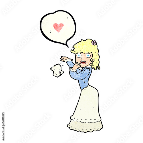 cartoon woman dropping handkerchief