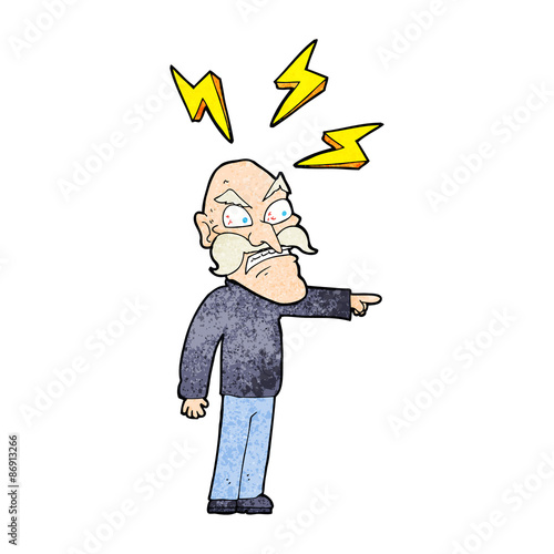 cartoon angry old man