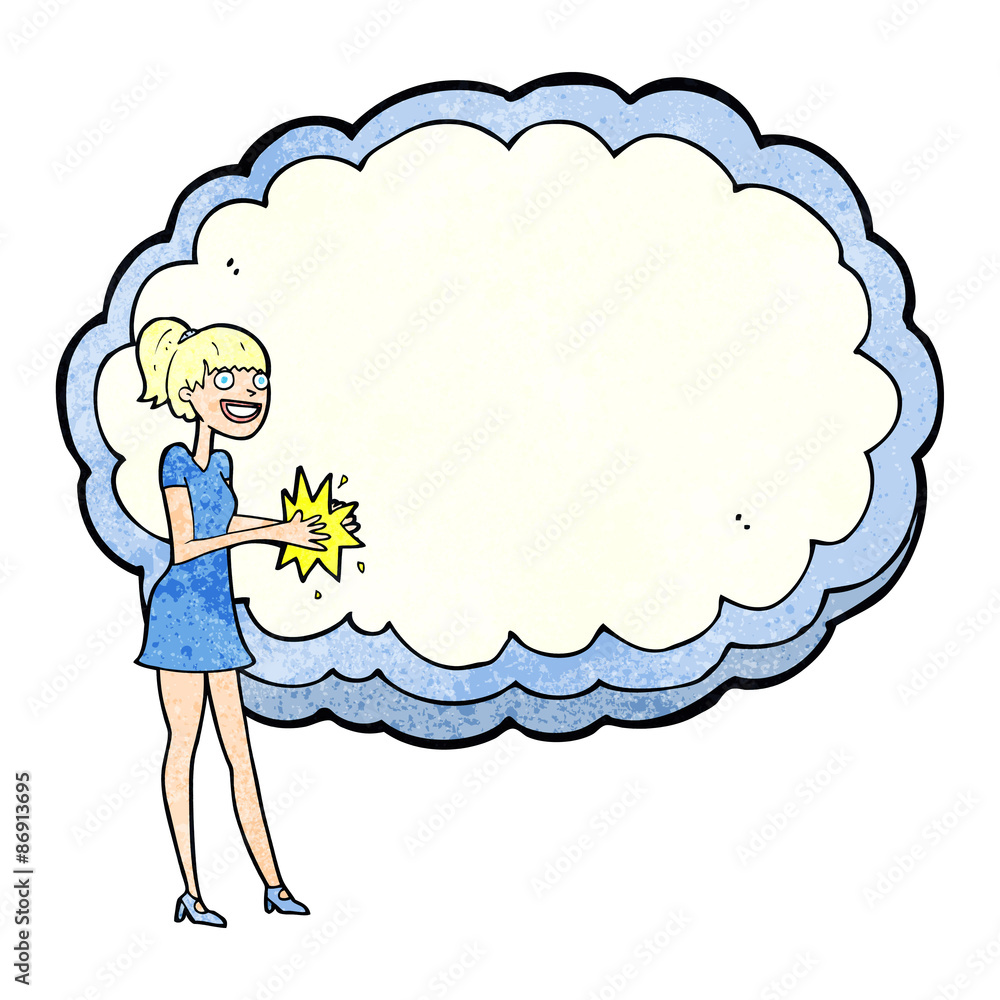 woman with text space cloud woman with text space cloud