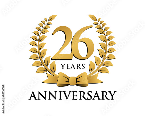 anniversary logo ribbon wreath 26