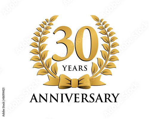 anniversary logo ribbon wreath 30