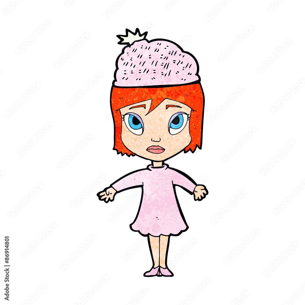 cartoon woman wearing winter hat cartoon woman wearing winter hat