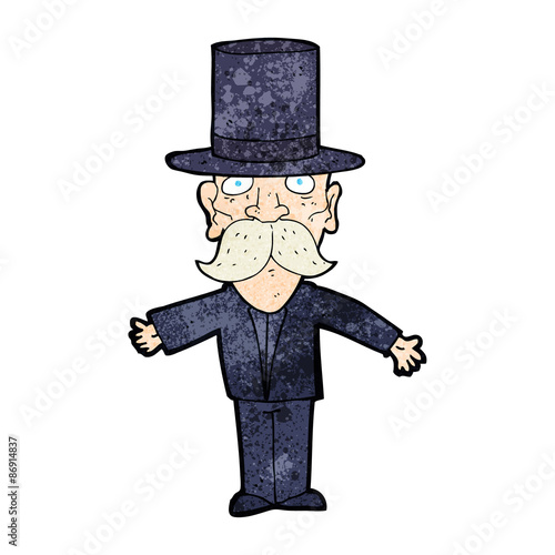 cartoon man wearing top hat