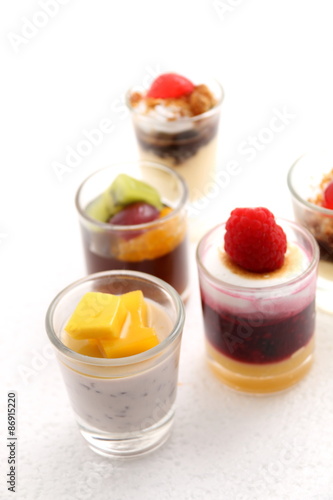 Sweet desserts in the glass