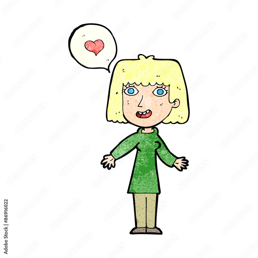 cartoon woman in love