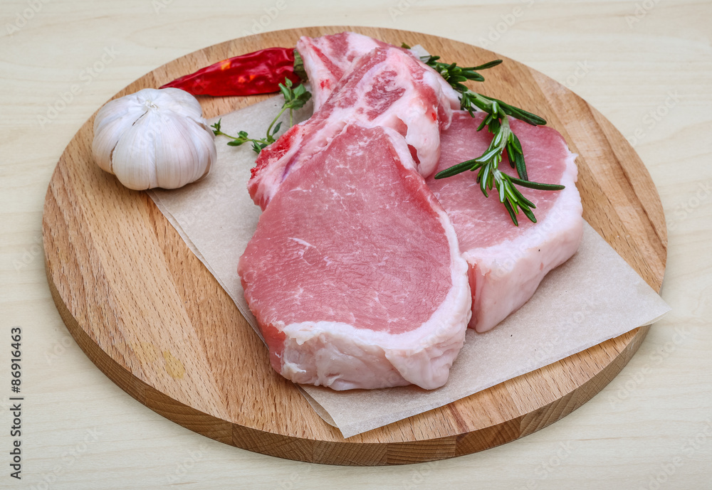 Raw pork steak