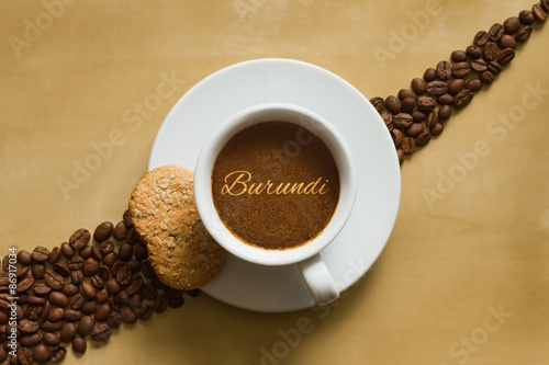 Obraz na płótnie Still life - coffee wtih text Burundi w salonie